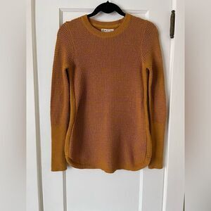 Dakini Mustard Yellow Pull Over Sweater SZ XS Zipper Sides Scoop Neck Knitwear